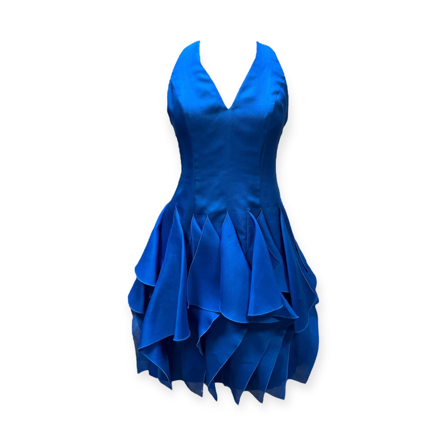 RALPH LAUREN Halter Ruffle Dress in Cobalt | Size 4