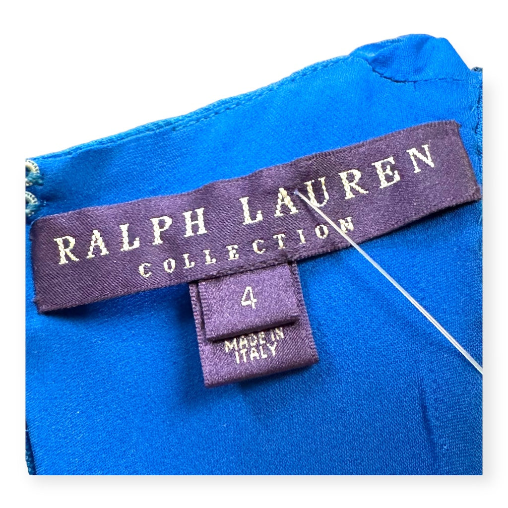 RALPH LAUREN Halter Ruffle Dress in Cobalt | Size 4