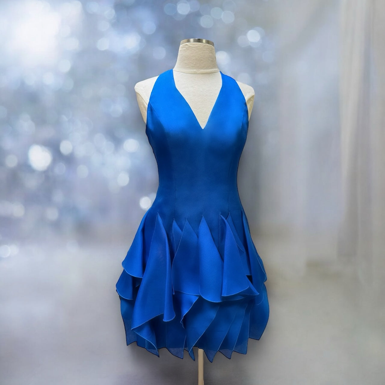 RALPH LAUREN Halter Ruffle Dress in Cobalt | Size 4