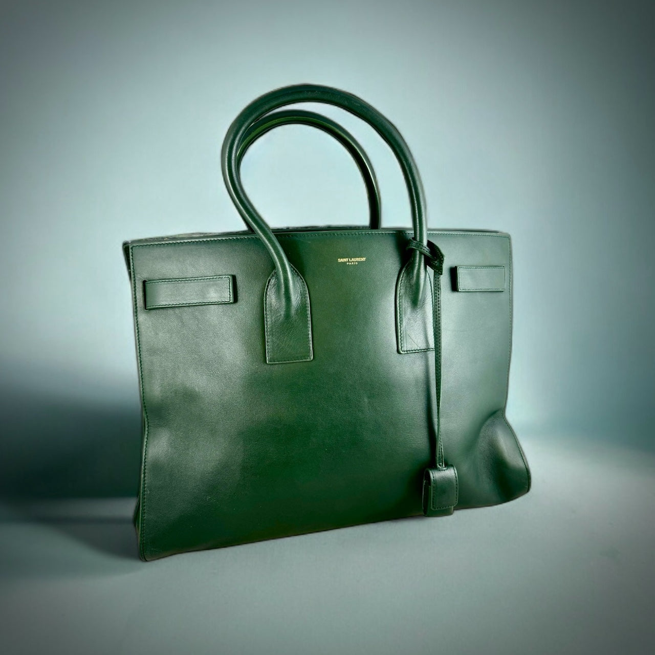 SAINT LAURENT Large Sac De Jour Tote Bag in Green