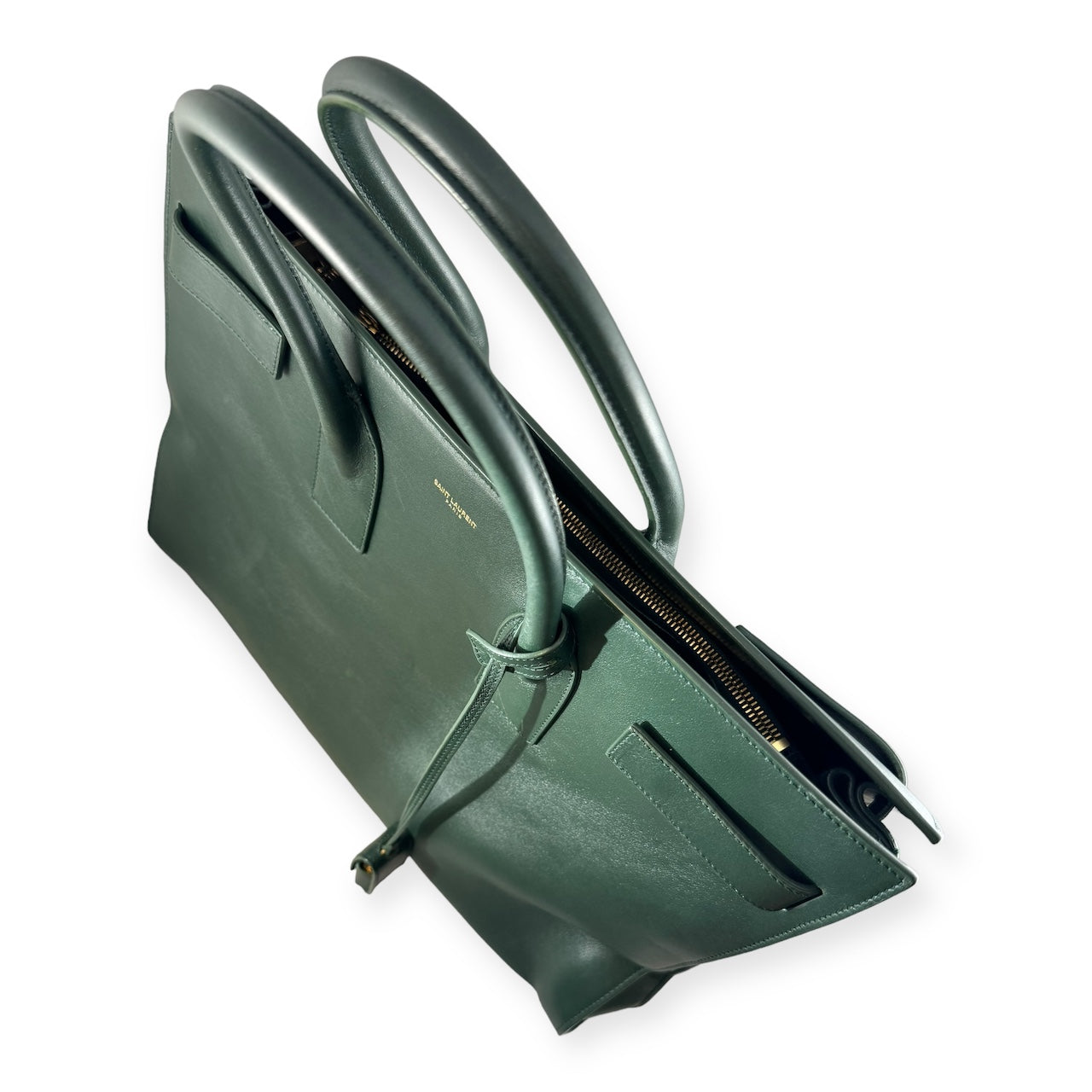 SAINT LAURENT Large Sac De Jour Tote Bag in Green