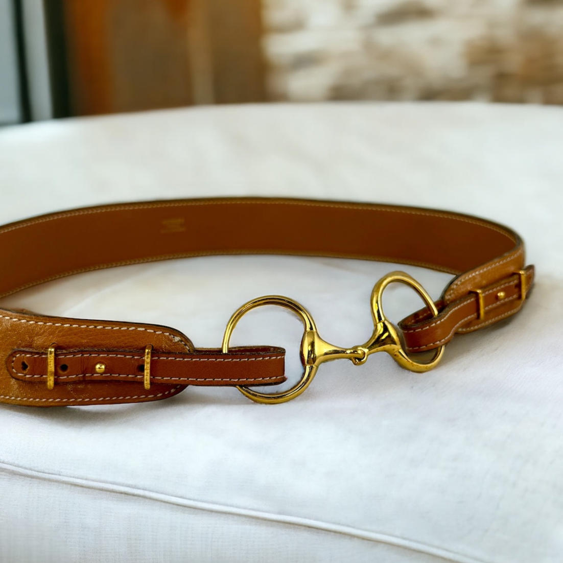 HERMES Horsebit Belt in Honey | Small