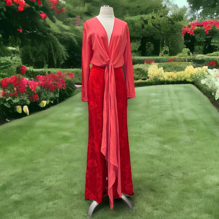 SILVIA TCHERASSI Kalamary Jumpsuit in Coral Red | Size Medium