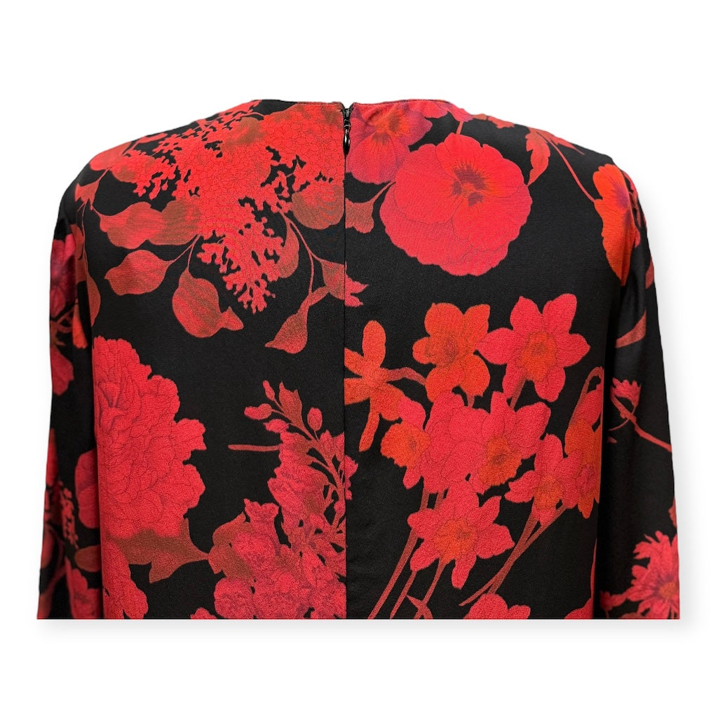 VALENTINO GARAVANI Floral Dress in Red Black | Size 12