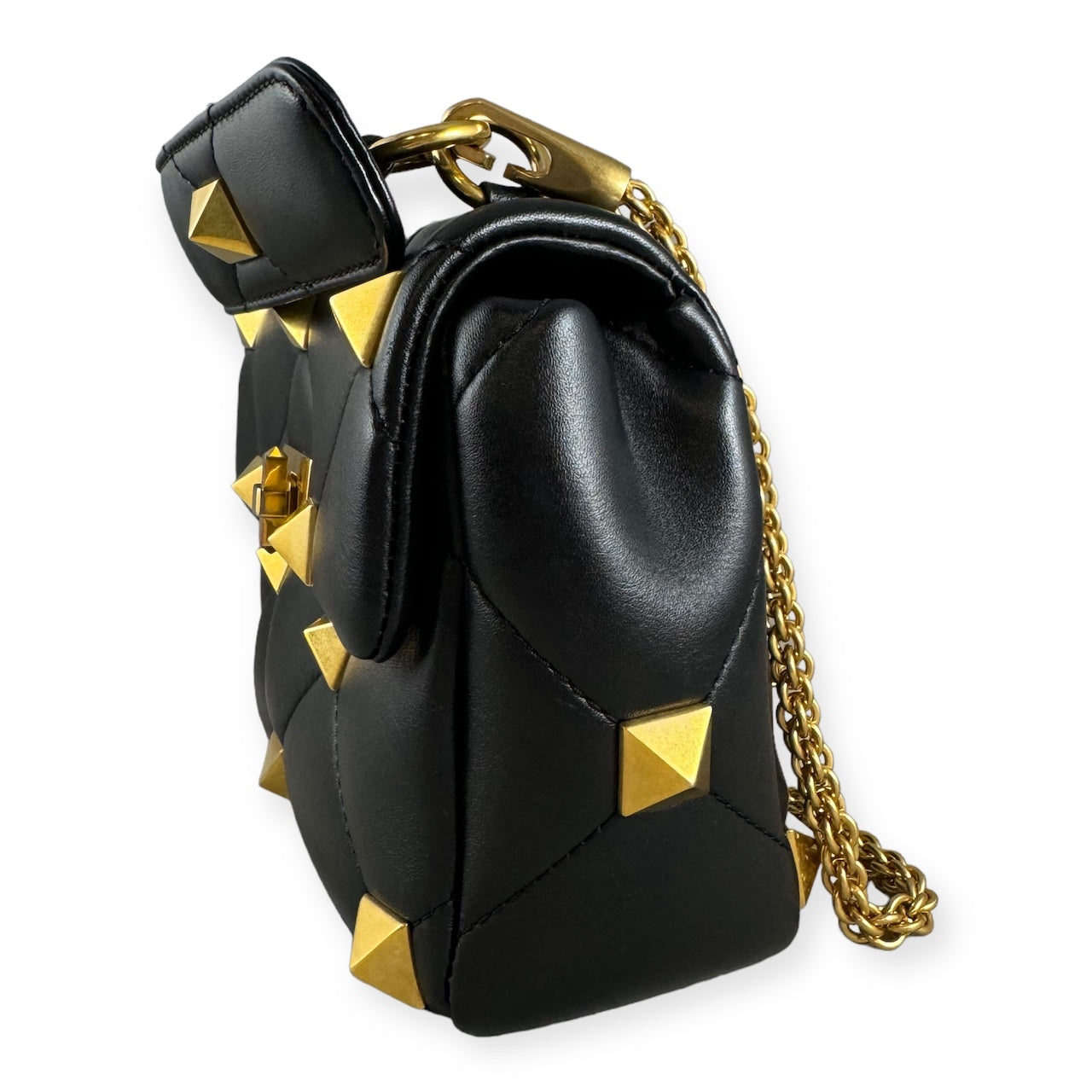 VALENTINO GARAVANI Medium Roman Stud The Shoulder Bag in Black