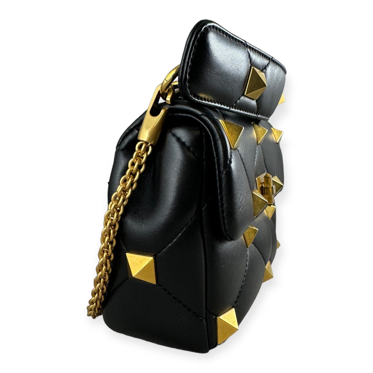 VALENTINO GARAVANI Medium Roman Stud The Shoulder Bag in Black