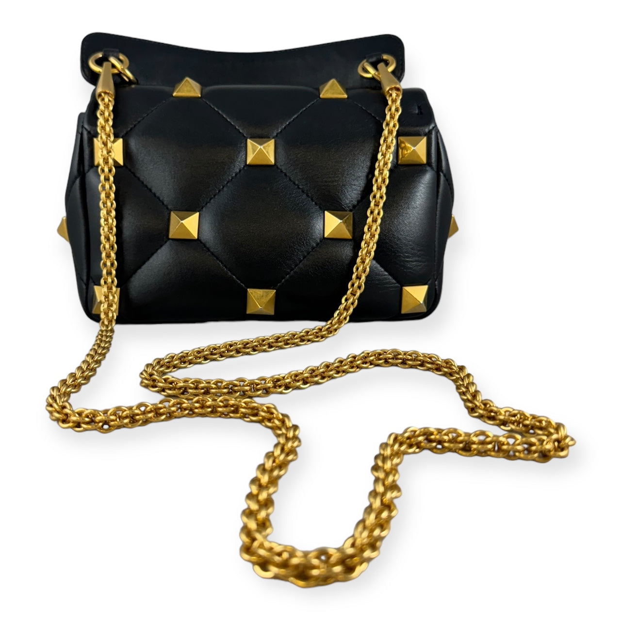 VALENTINO GARAVANI Medium Roman Stud The Shoulder Bag in Black