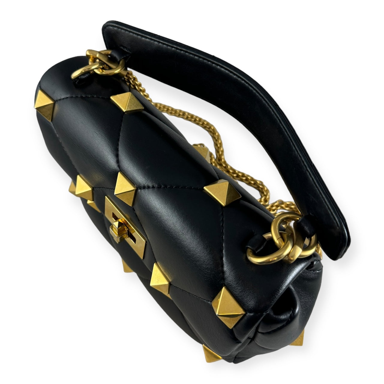VALENTINO GARAVANI Medium Roman Stud The Shoulder Bag in Black