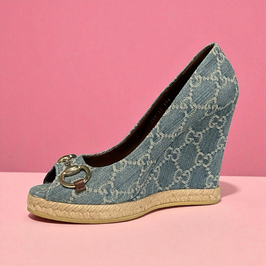 GUCCI GG Denim Horsebit Espadrilles |