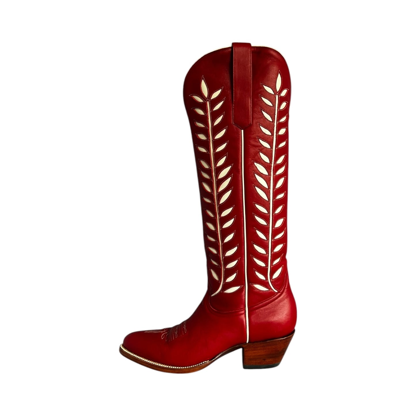 PETITE PALOMA Rory Cowgirl Boots in Red & Ivory | 37.5