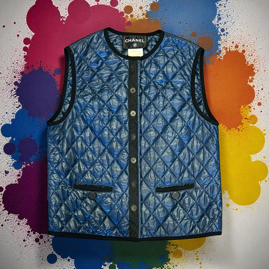 CHANEL Quilted Vest in Navy | 42