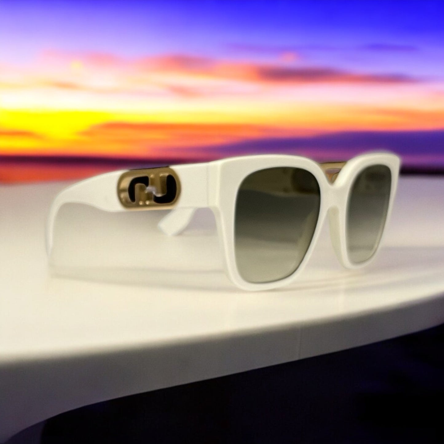 FENDI White O Lock Sunglasses