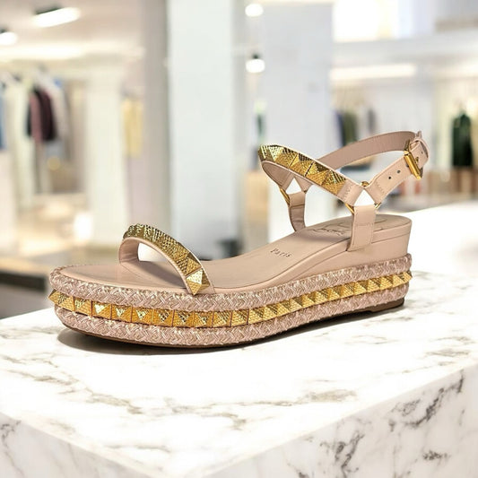 CHRISTIAN LOUBOUTIN Pyraclou Studded Espadrille Sandal | 40