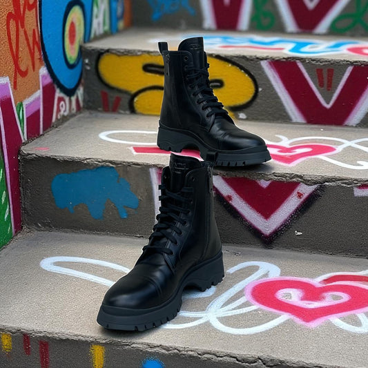 PRADA Combat Boots in Black | 36.5
