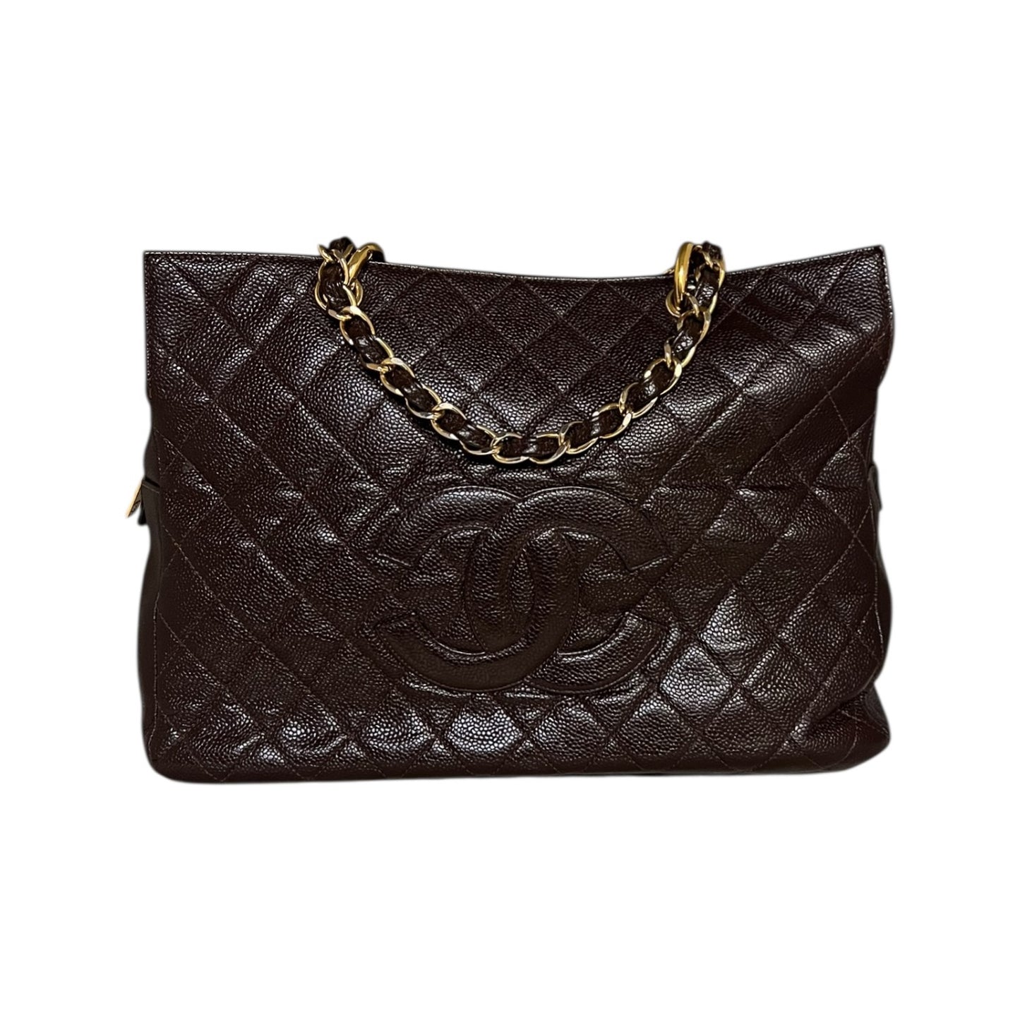 CHANEL Grand Timeless Tote in Chocolate Caviar Leather