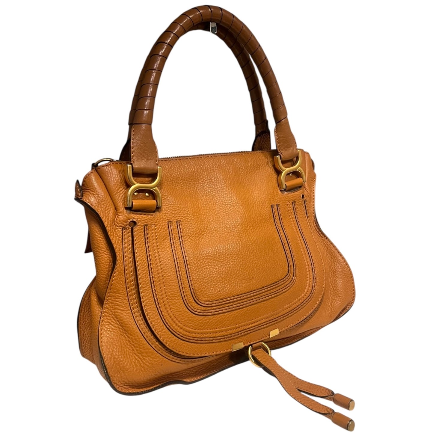 CHLOE Marcie Medium Satchel in Tan Grained Leather