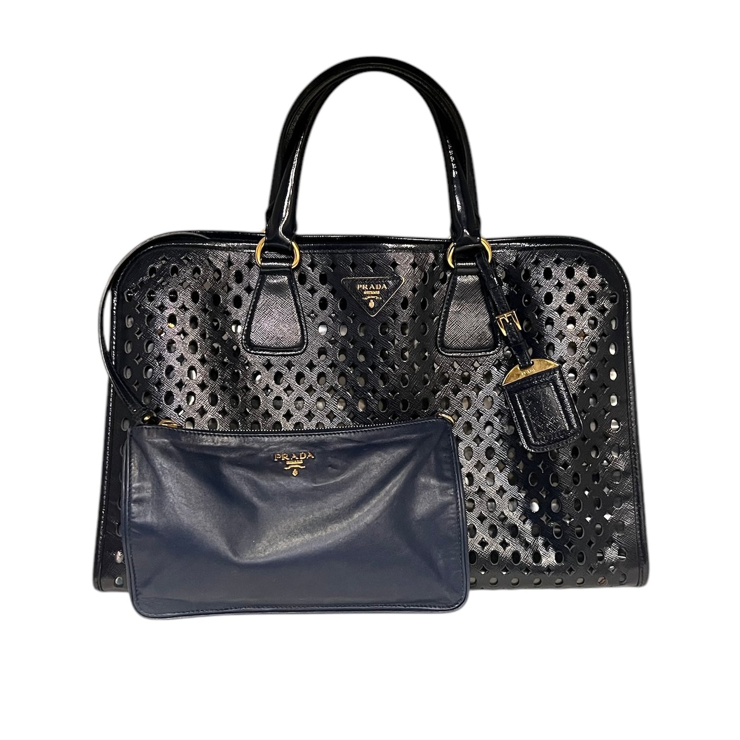 PRADA Perforated Saffiano Tote