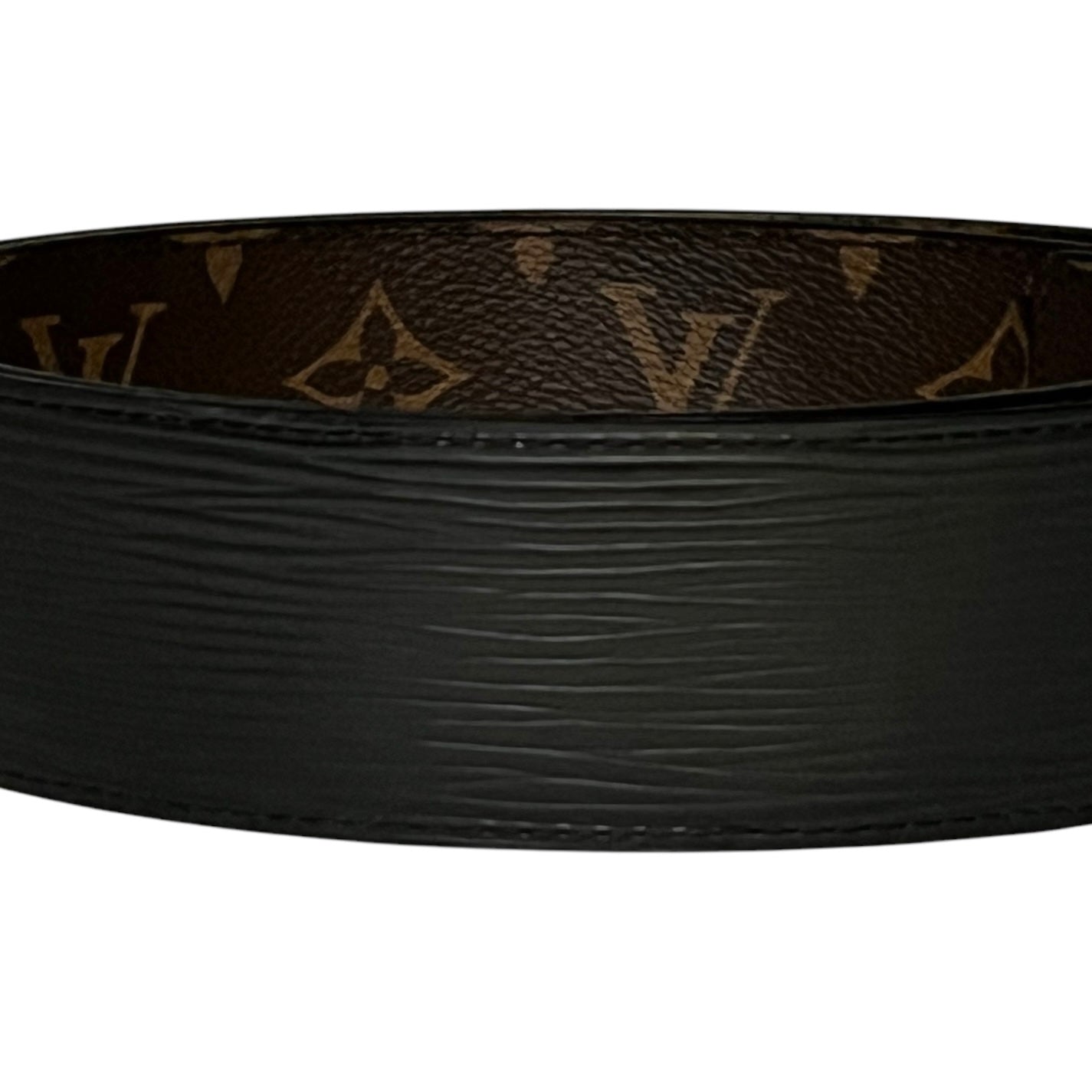 LOUIS VUITTON LV Initiales 30mm Reversible Belt in Monogram Canvas + Black Epi Leather | 85;34