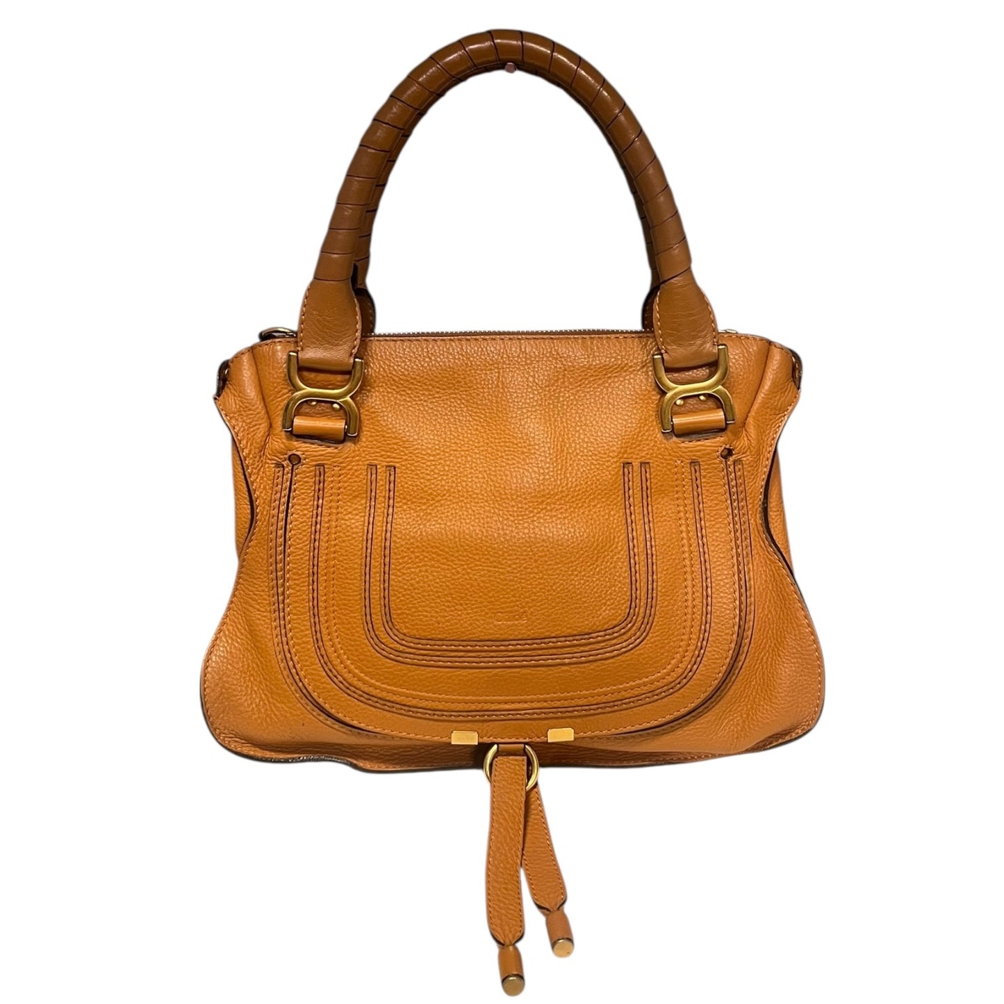 CHLOE Marcie Medium Satchel in Tan Grained Leather