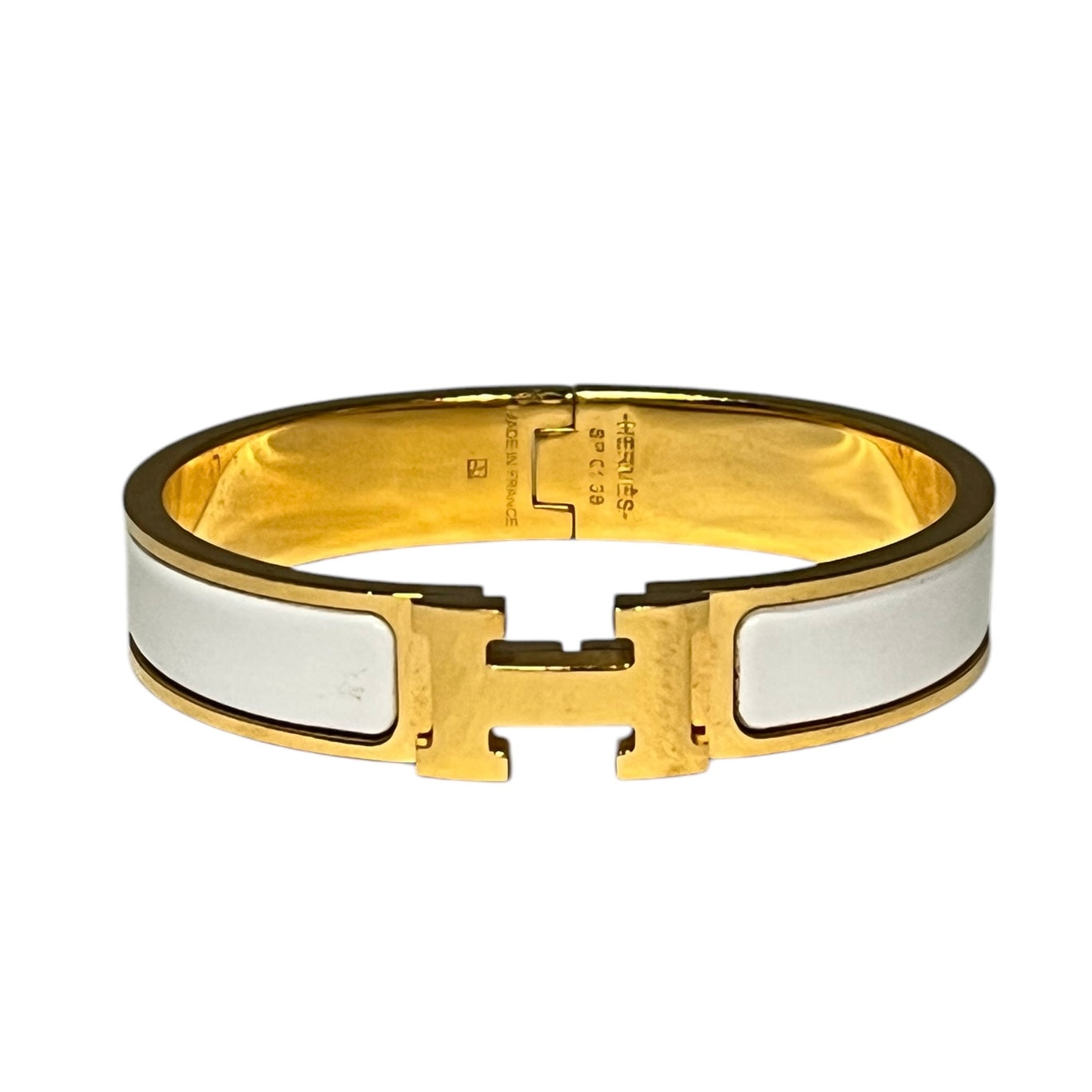 HERMES Clic H Bracelet in White | Size Small