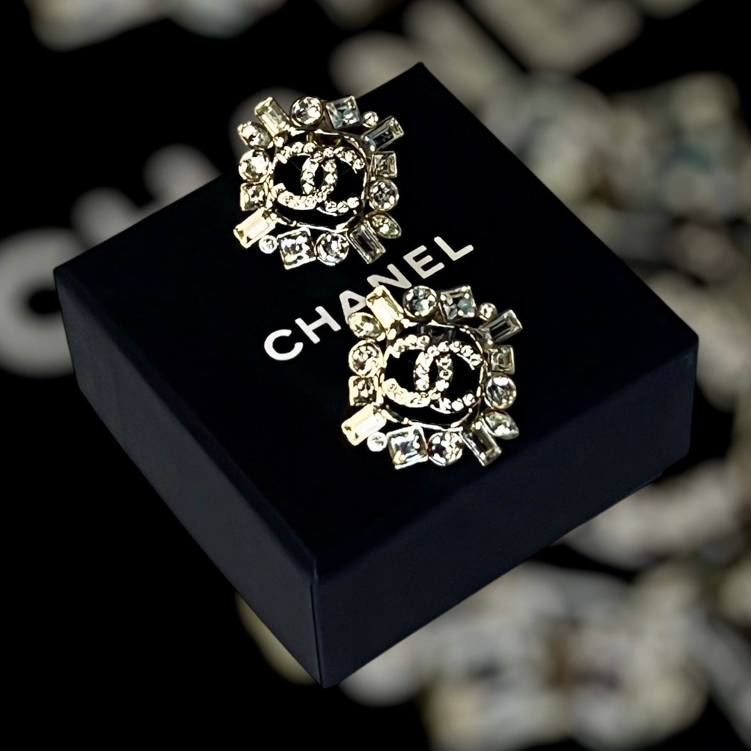 CHANEL CC Crystal Cluster Earrings