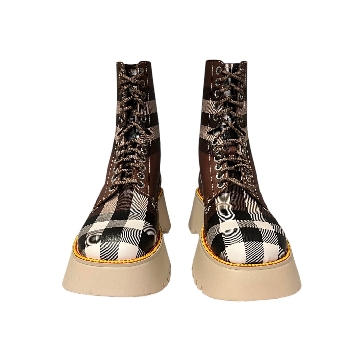 Burberry Women's Mason Vintage Check Platform Combat Boots  | 40