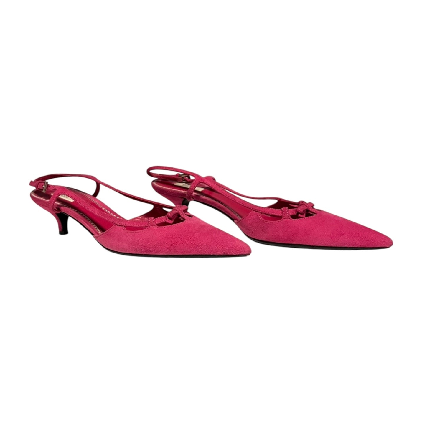 PRADA Suede Kitten Heel Slingbacks in Pink | 38.5