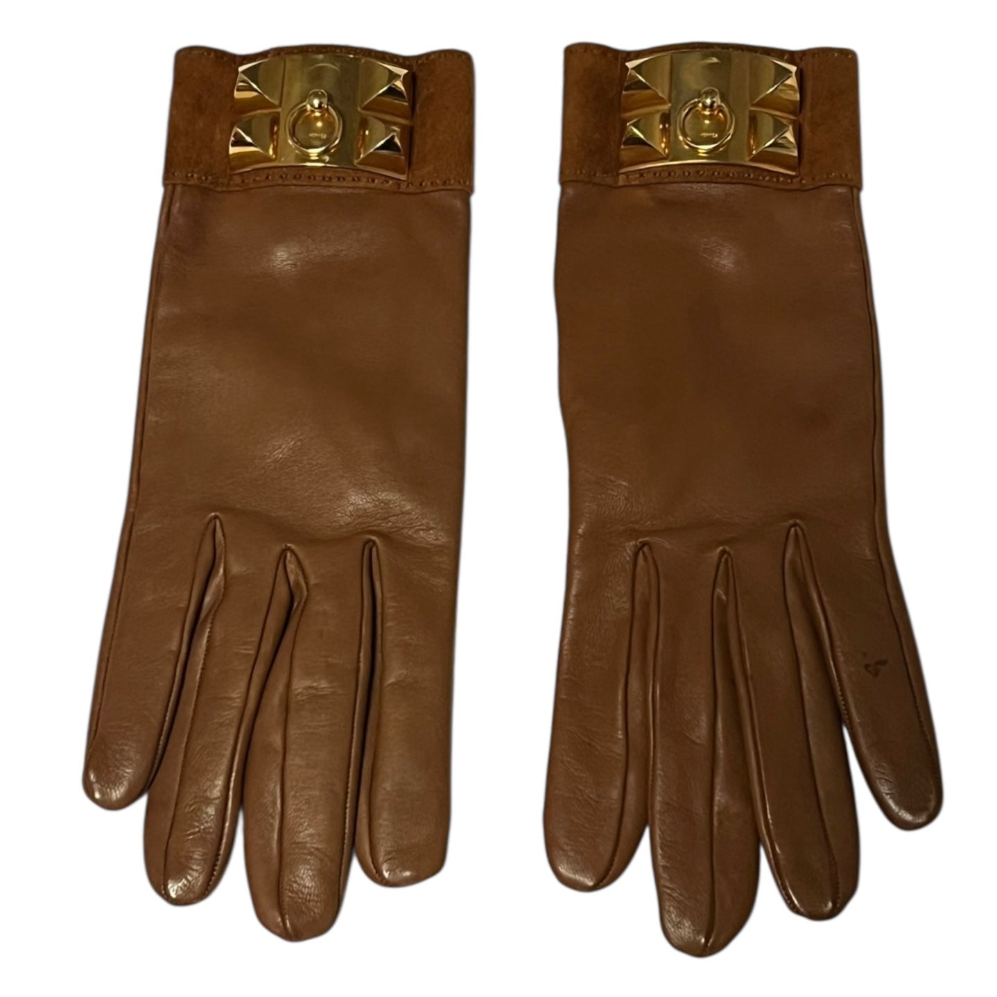 HERMES Collier de Chien Gloves in Gold | 7