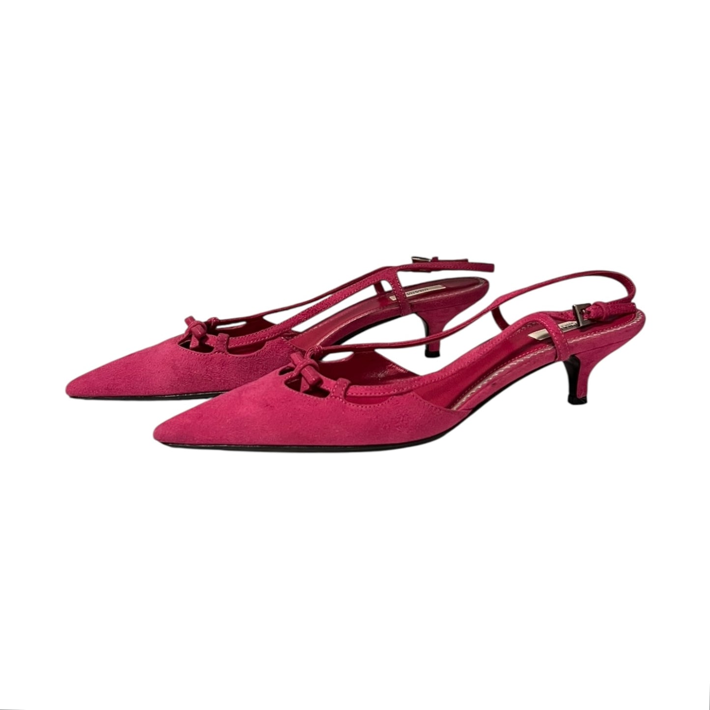 PRADA Suede Kitten Heel Slingbacks in Pink | 38.5