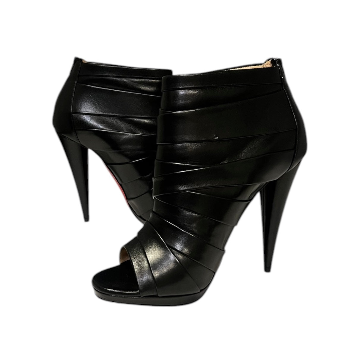 CHRISTIAN LOUBOUTIN Drapicone Ruched Booties | 37