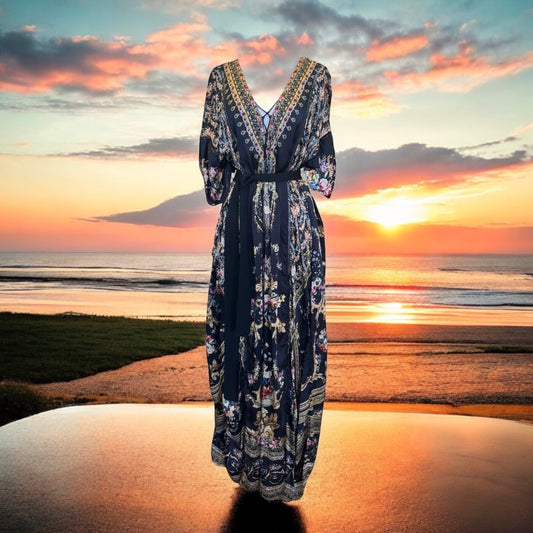 CAMILLA Floral Embellished Caftan + Belt | One Size