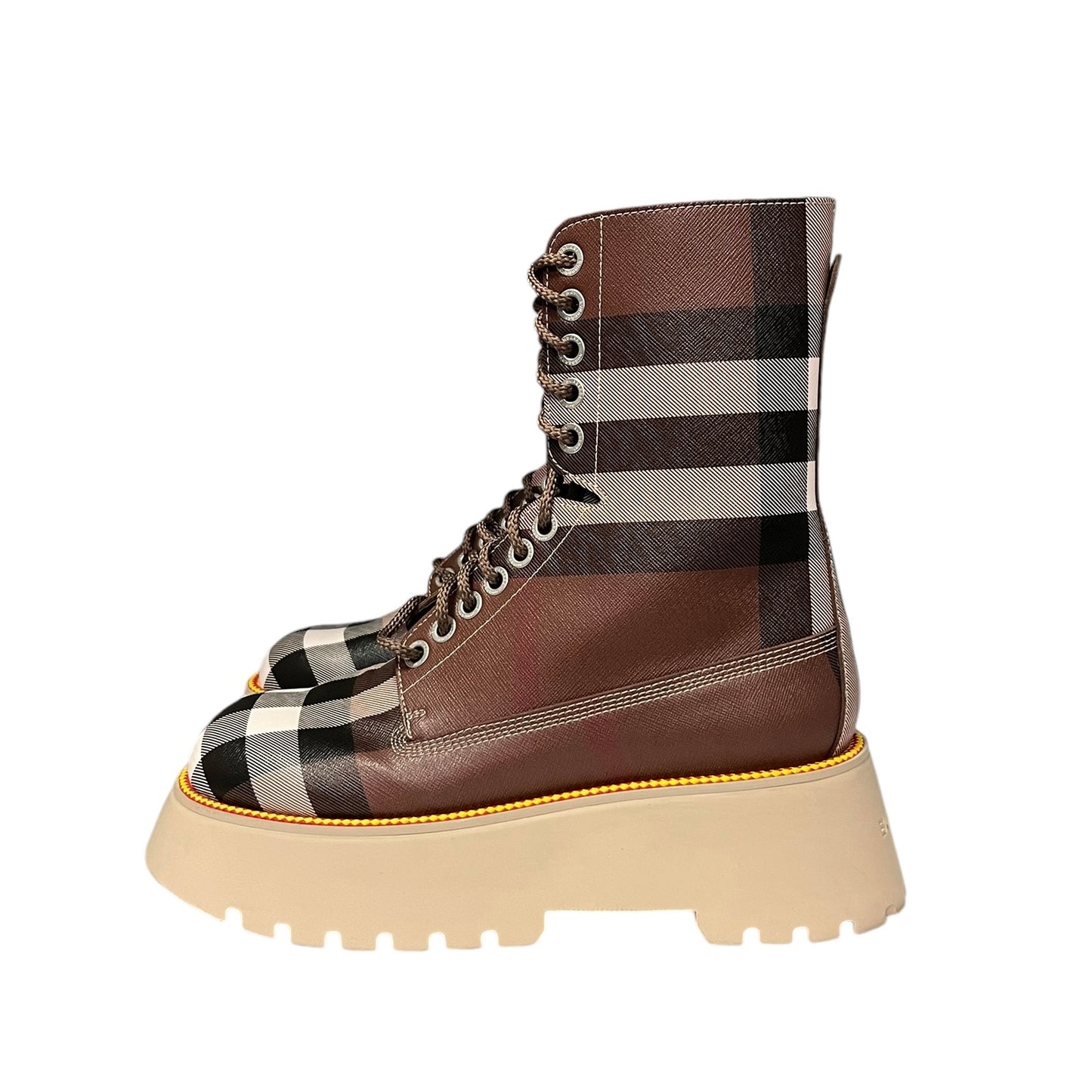 Burberry Women's Mason Vintage Check Platform Combat Boots  | 40