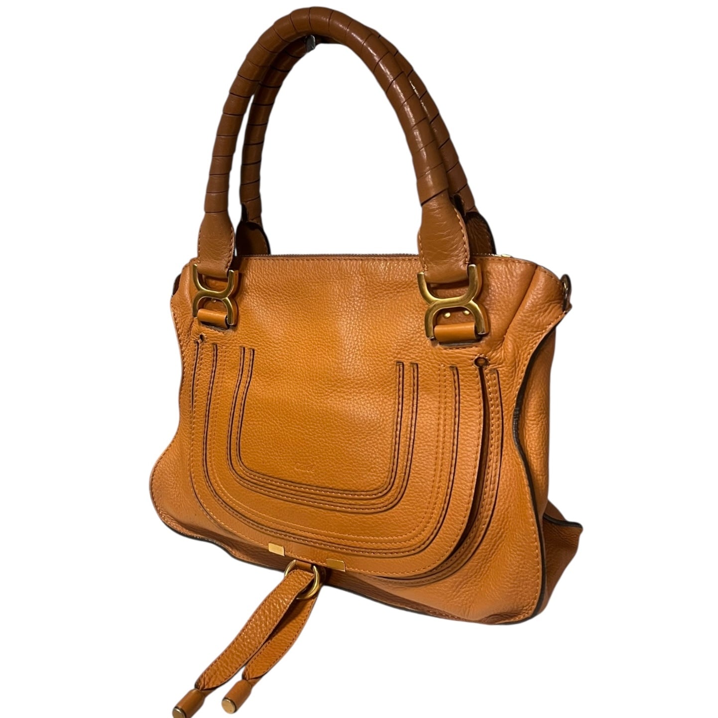 CHLOE Marcie Medium Satchel in Tan Grained Leather