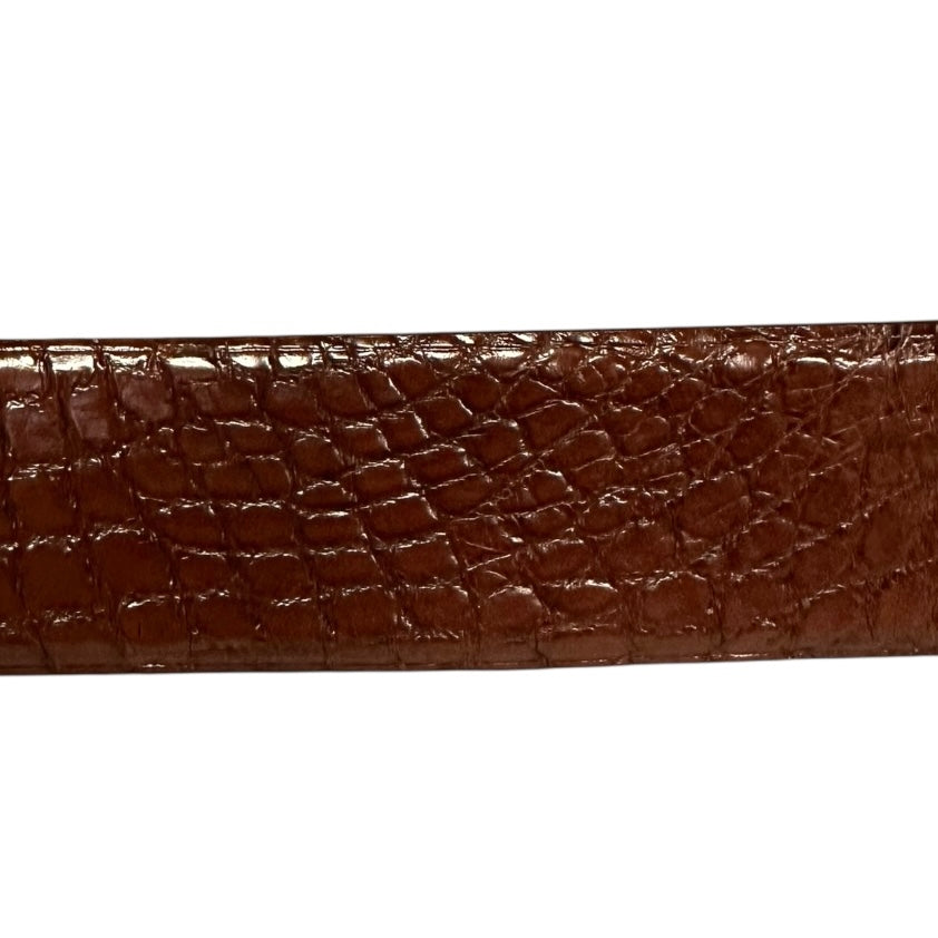 RALPH LAUREN Wide Alligator Belt in Brown | S