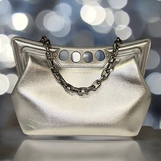 ALEXANDER MCQUEEN 'The Peak' Handbag in Silver | Small