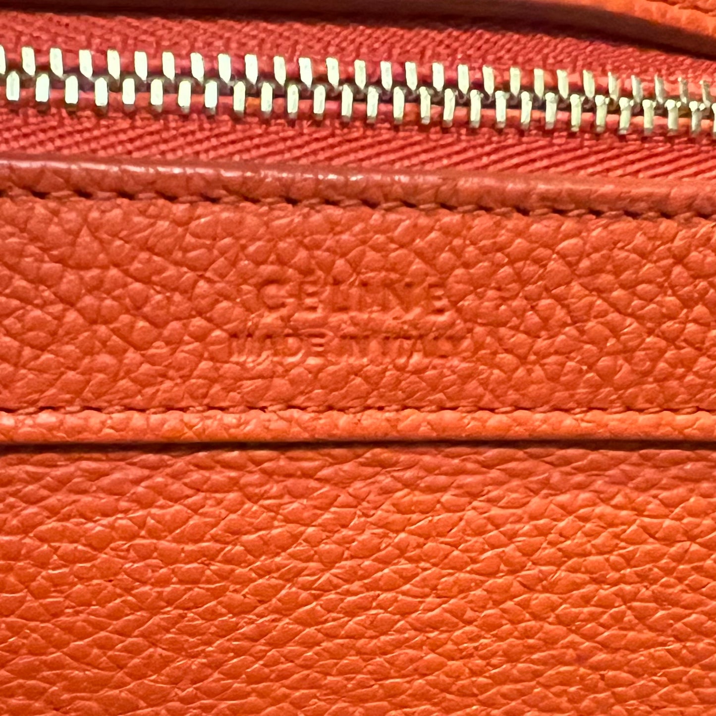 CELINE Cabas Phantom Belt Tote in Fire Coral