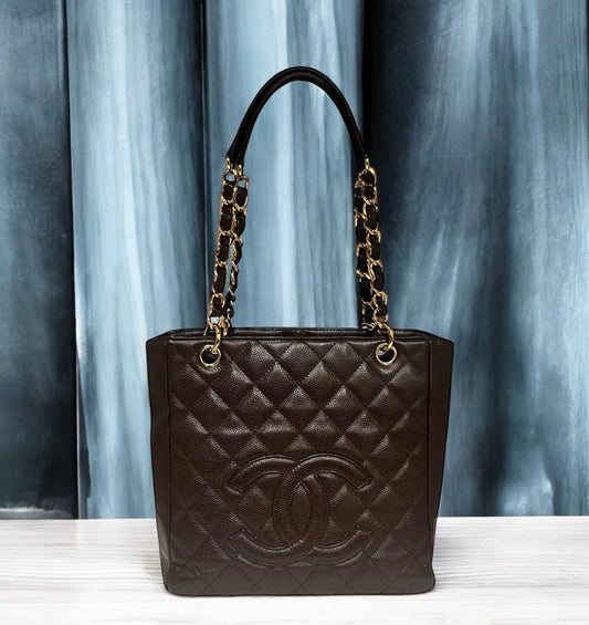 CHANEL Petite Shopping Tote PST in Brown