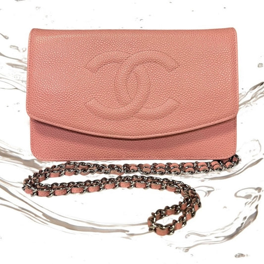 CHANEL Timeless Wallet on Chain in Pink Caviar Leather