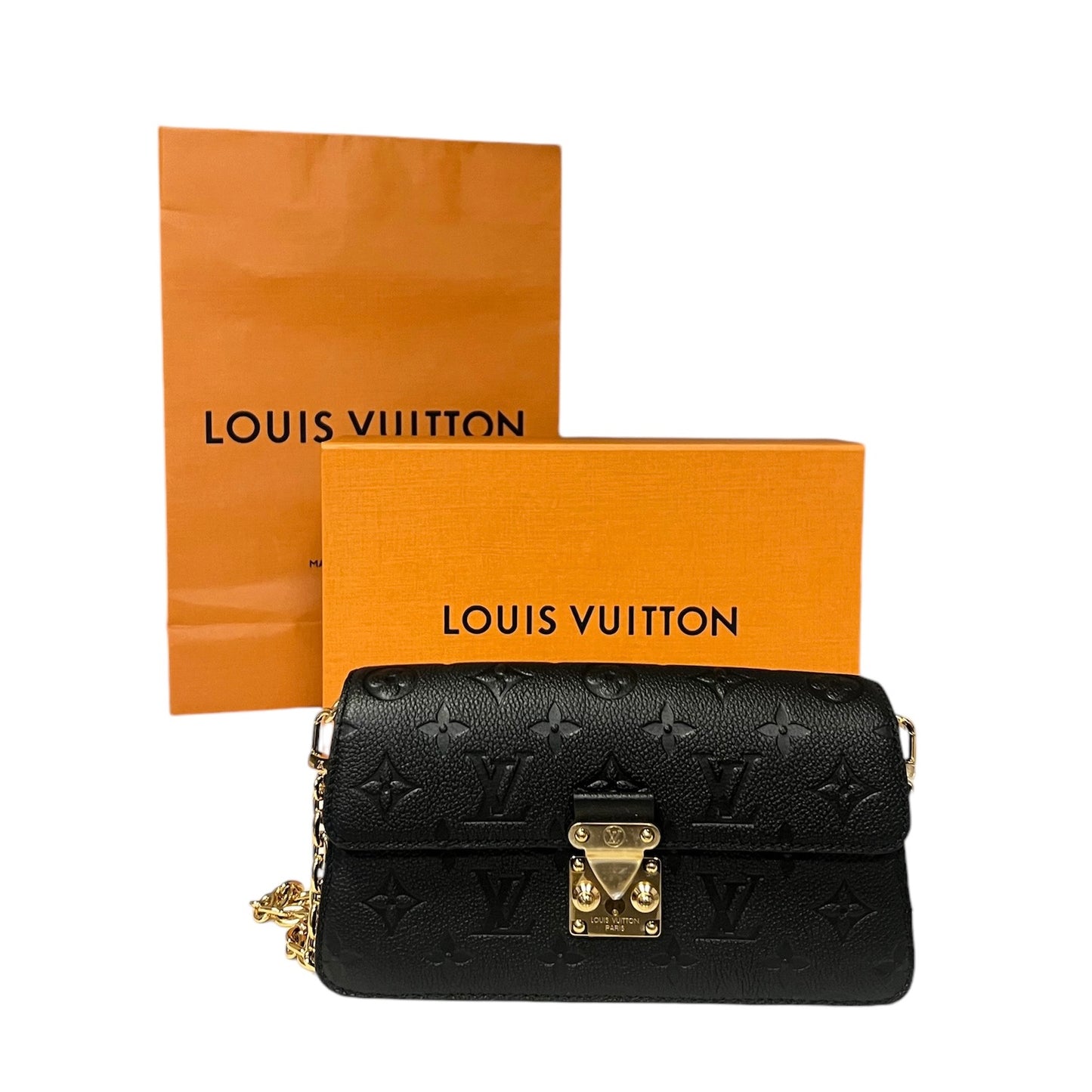 LOUIS VUITTON Empreinte Leather Metis Wallet on Chain in Black