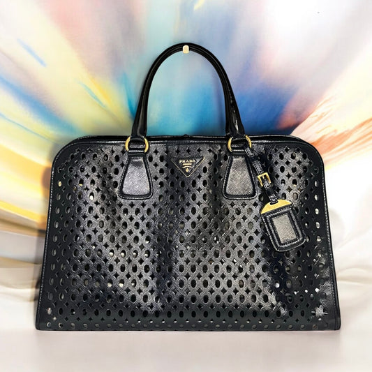 PRADA Perforated Saffiano Tote