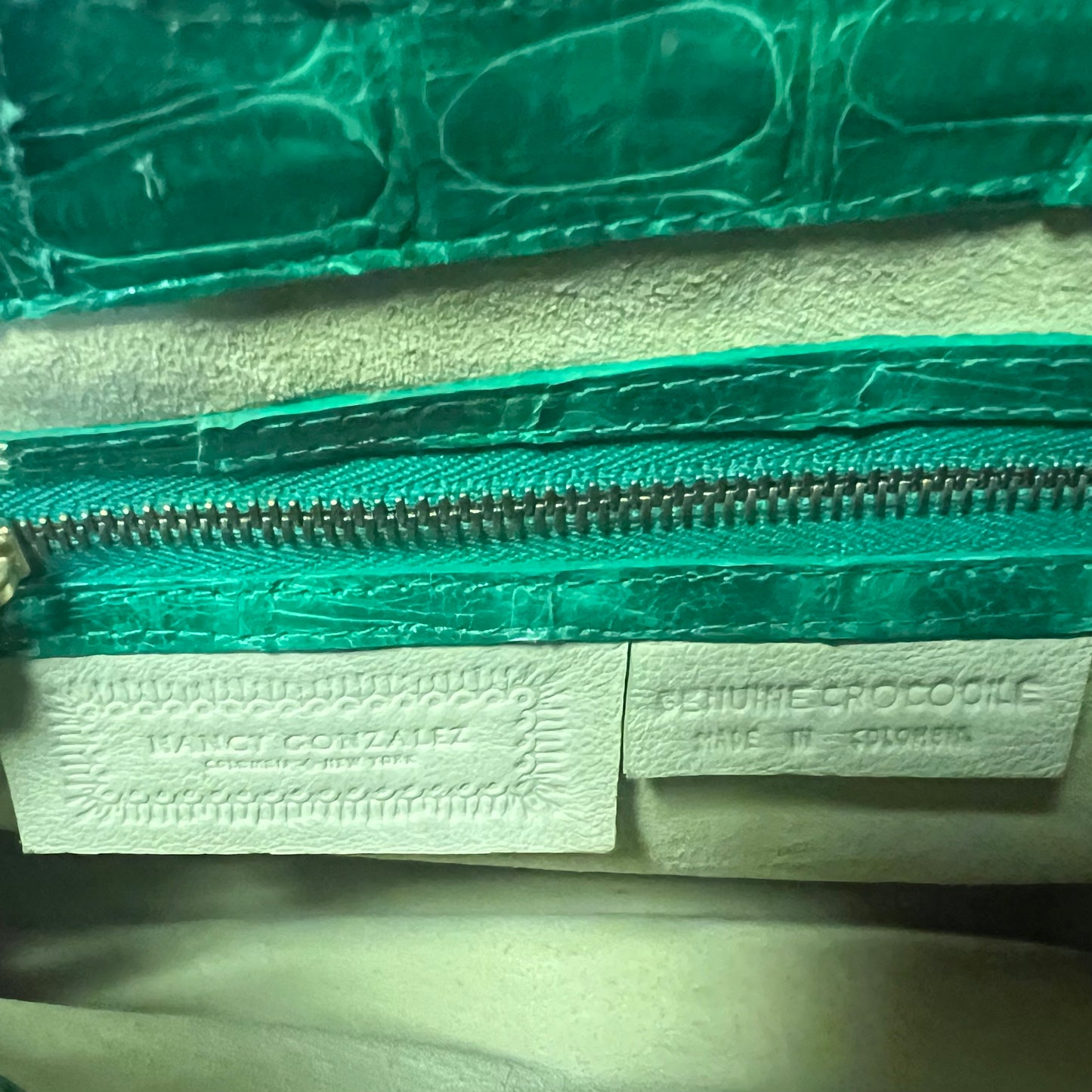 NANCY GONZALEZ Crocodile Clutch in Green