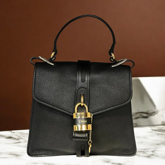 CHLOE Black Leather Medium Aby Day Bag in Black