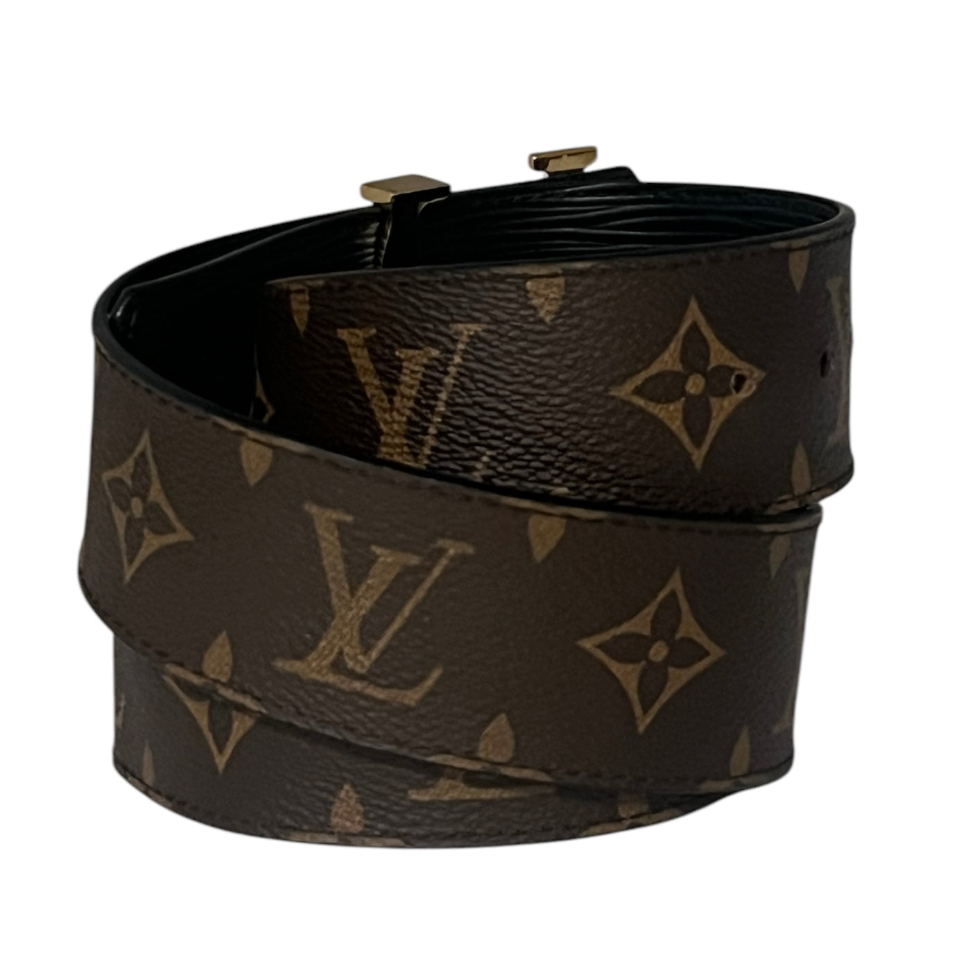 LOUIS VUITTON LV Initiales 30mm Reversible Belt in Monogram Canvas + Black Epi Leather | 85;34