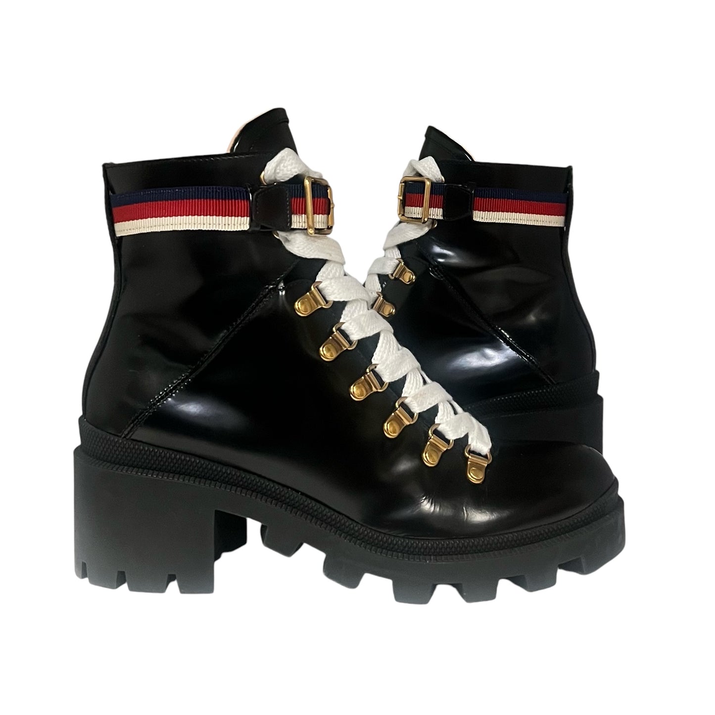 GUCCI Sylvie Web Combat Boots | 39