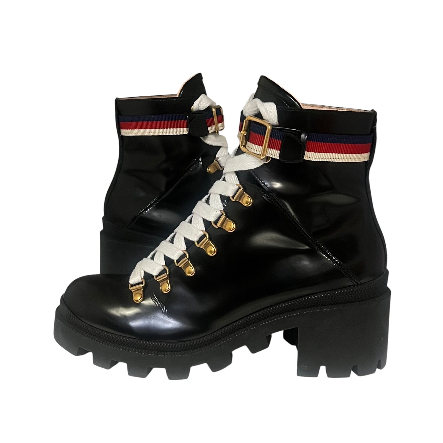 GUCCI Sylvie Web Combat Boots | 39