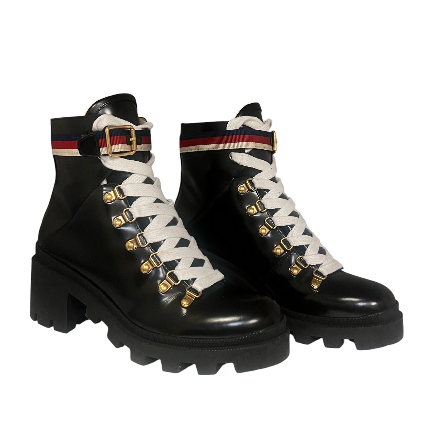 GUCCI Sylvie Web Combat Boots | 39