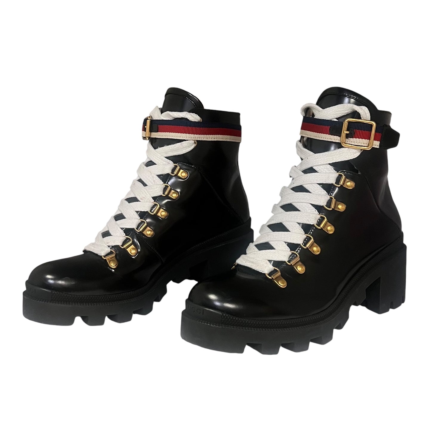 GUCCI Sylvie Web Combat Boots | 39