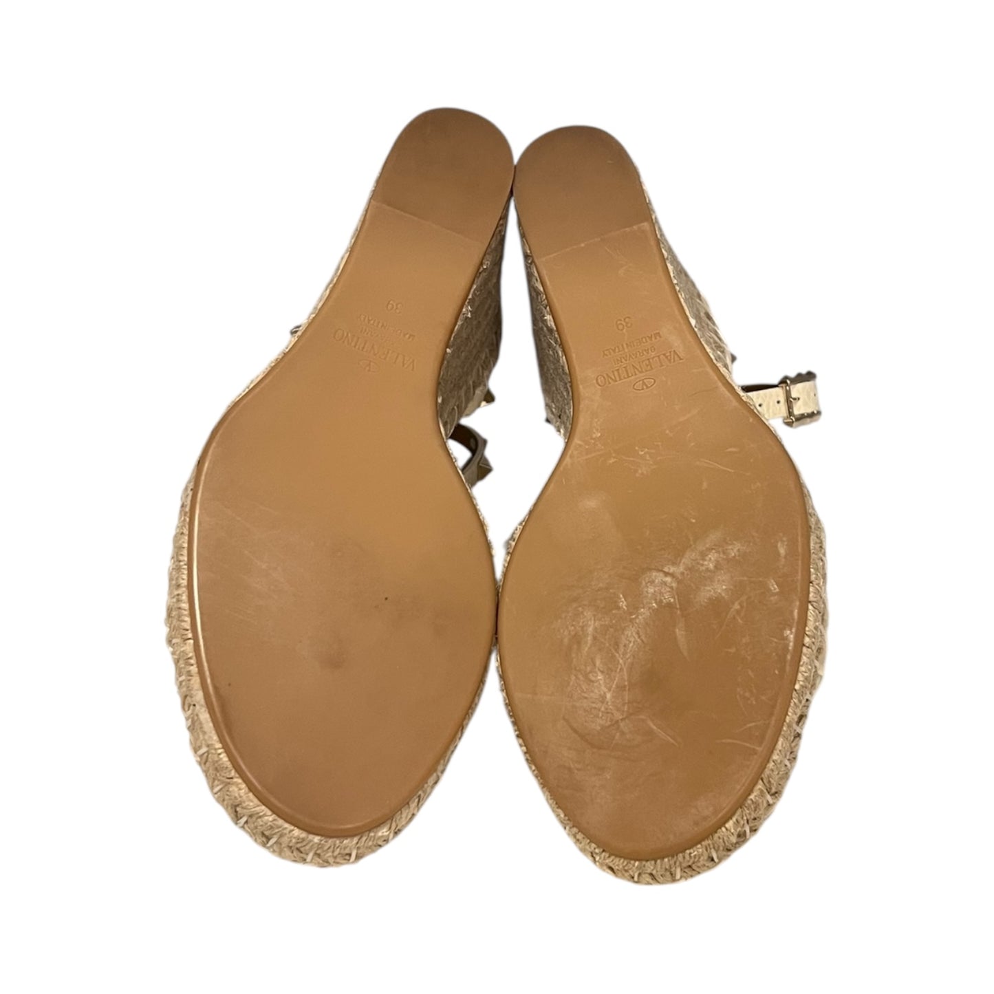 VALENTINO Rockstud Espadrille Wedge Sandals in Ivory | 39