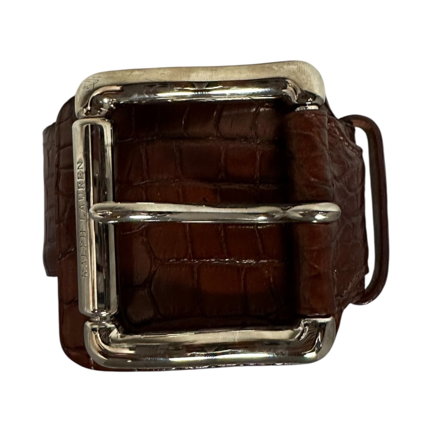 RALPH LAUREN Wide Alligator Belt in Brown | S