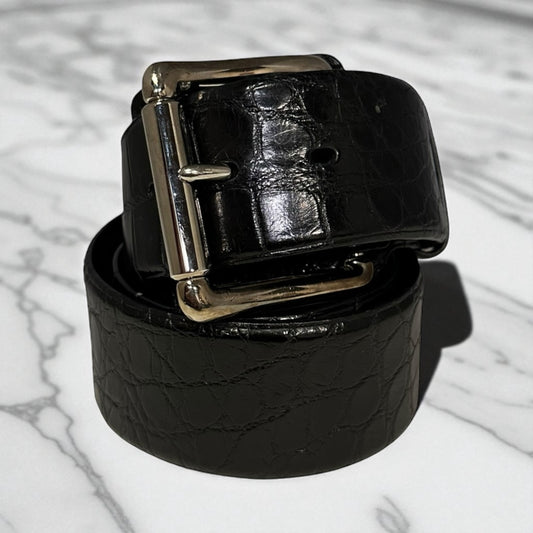 RALPH LAUREN Wide Alligator Belt in Black | S